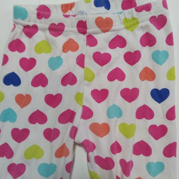 George Girls Heart Pajamas PJS Size 12-18 Months Cotton Hearts Heart Pink White - Picture 3 of 6